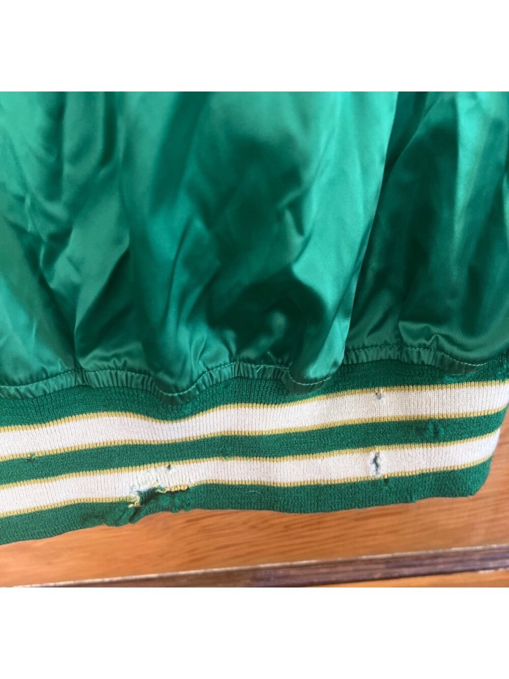 Vintage 1968 Oakland Athletics  Satin Wilson Warmup Jacket 42 Leather Pockets - Picture 13 of 16
